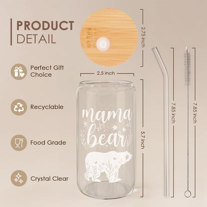 Christian 16oz Can Glass Tumbler with Acrylic Lid & Straw, Iced Coffee Cup for Women Girls, Aesthetic Cups Gifts for Birthday Christmas