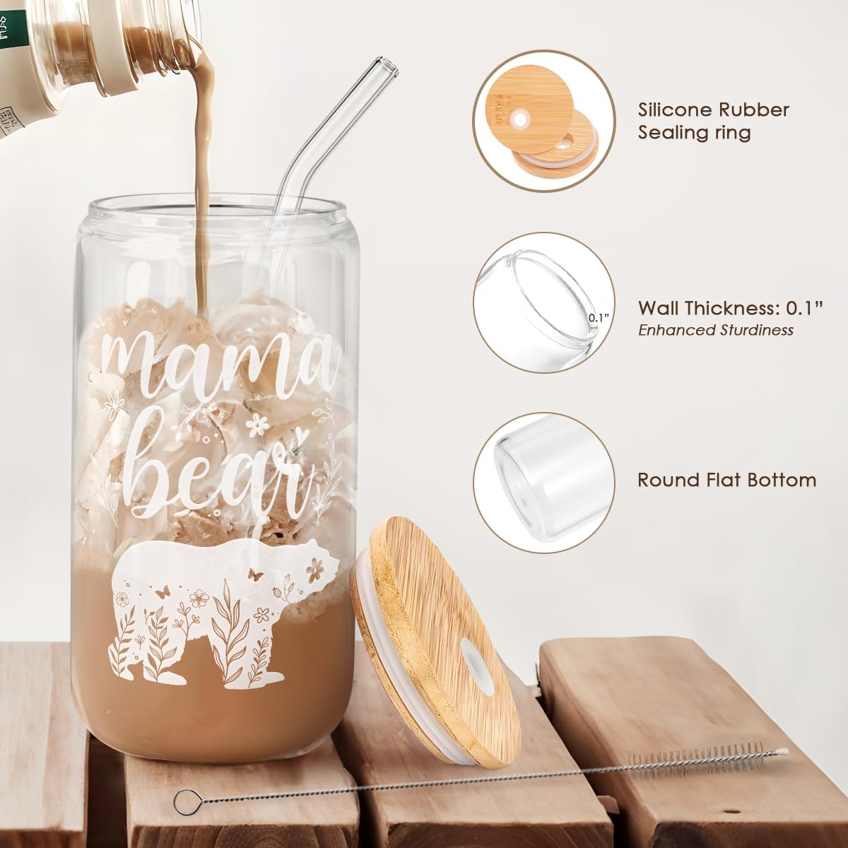 Christian 16oz Can Glass Tumbler with Acrylic Lid & Straw, Iced Coffee Cup for Women Girls, Aesthetic Cups Gifts for Birthday Christmas