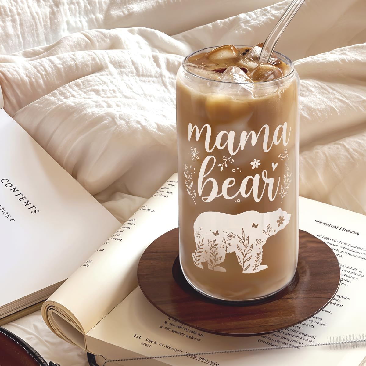 Christian 16oz Can Glass Tumbler with Acrylic Lid & Straw, Iced Coffee Cup for Women Girls, Aesthetic Cups Gifts for Birthday Christmas