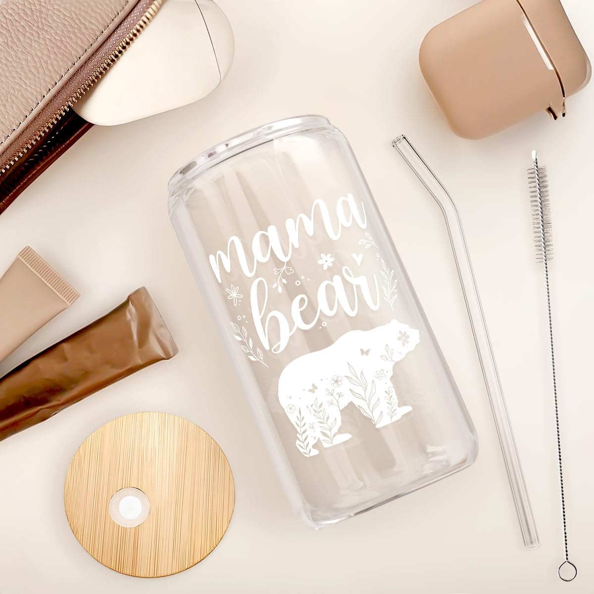 Christian 16oz Can Glass Tumbler with Acrylic Lid & Straw, Iced Coffee Cup for Women Girls, Aesthetic Cups Gifts for Birthday Christmas
