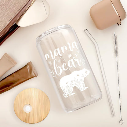Christian 16oz Can Glass Tumbler with Acrylic Lid & Straw, Iced Coffee Cup for Women Girls, Aesthetic Cups Gifts for Birthday Christmas