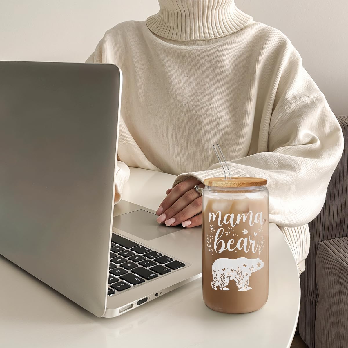 Christian 16oz Can Glass Tumbler with Acrylic Lid & Straw, Iced Coffee Cup for Women Girls, Aesthetic Cups Gifts for Birthday Christmas