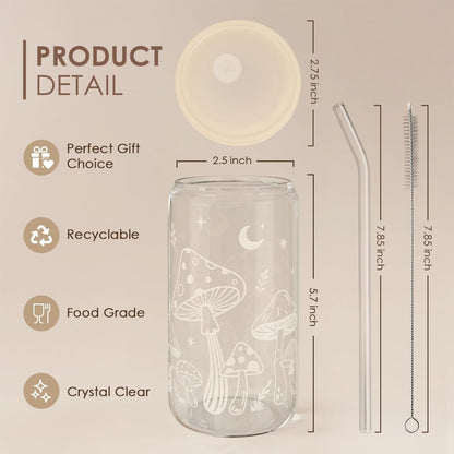 Christian 16oz Can Glass Tumbler with Acrylic Lid & Straw, Iced Coffee Cup for Women Girls, Aesthetic Cups Gifts for Birthday Christmas