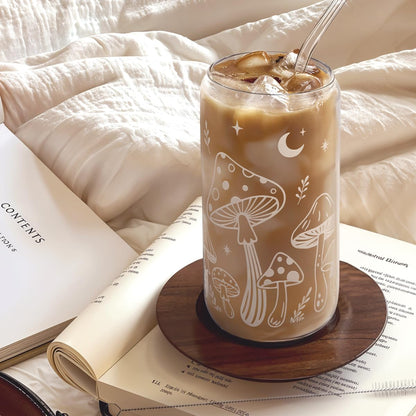 Christian 16oz Can Glass Tumbler with Acrylic Lid & Straw, Iced Coffee Cup for Women Girls, Aesthetic Cups Gifts for Birthday Christmas