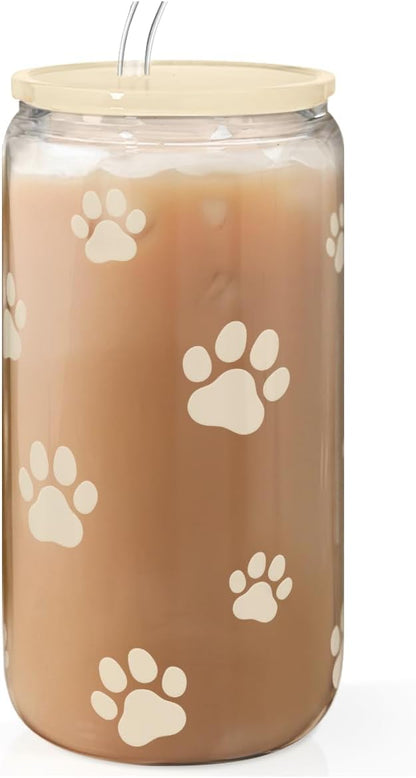 Christian 16oz Can Glass Tumbler with Acrylic Lid & Straw, Iced Coffee Cup for Women Girls, Aesthetic Cups Gifts for Birthday Christmas