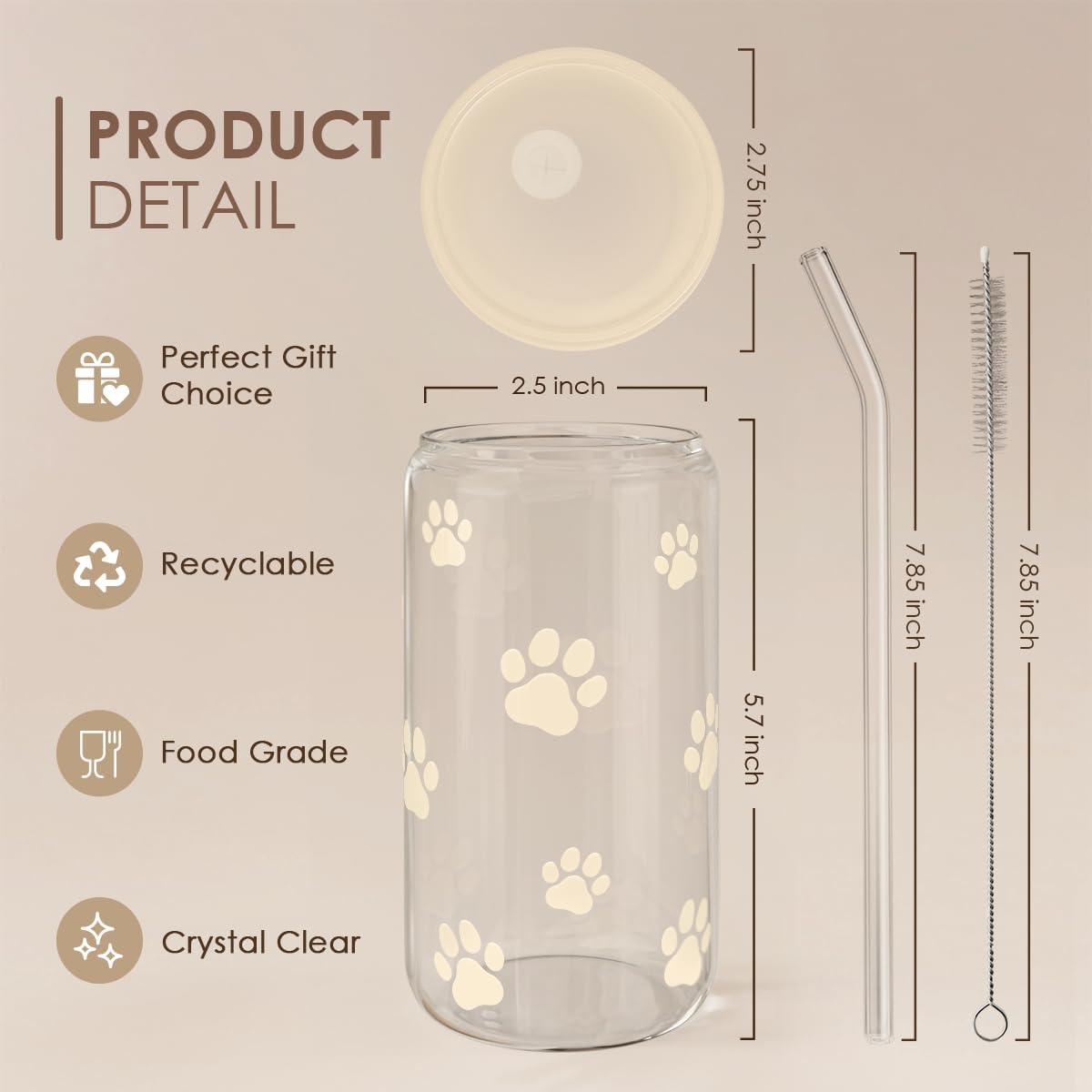 Christian 16oz Can Glass Tumbler with Acrylic Lid & Straw, Iced Coffee Cup for Women Girls, Aesthetic Cups Gifts for Birthday Christmas