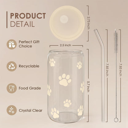 Christian 16oz Can Glass Tumbler with Acrylic Lid & Straw, Iced Coffee Cup for Women Girls, Aesthetic Cups Gifts for Birthday Christmas