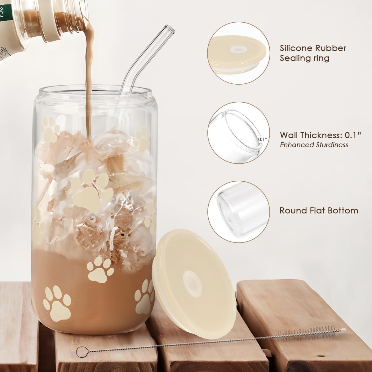 Christian 16oz Can Glass Tumbler with Acrylic Lid & Straw, Iced Coffee Cup for Women Girls, Aesthetic Cups Gifts for Birthday Christmas