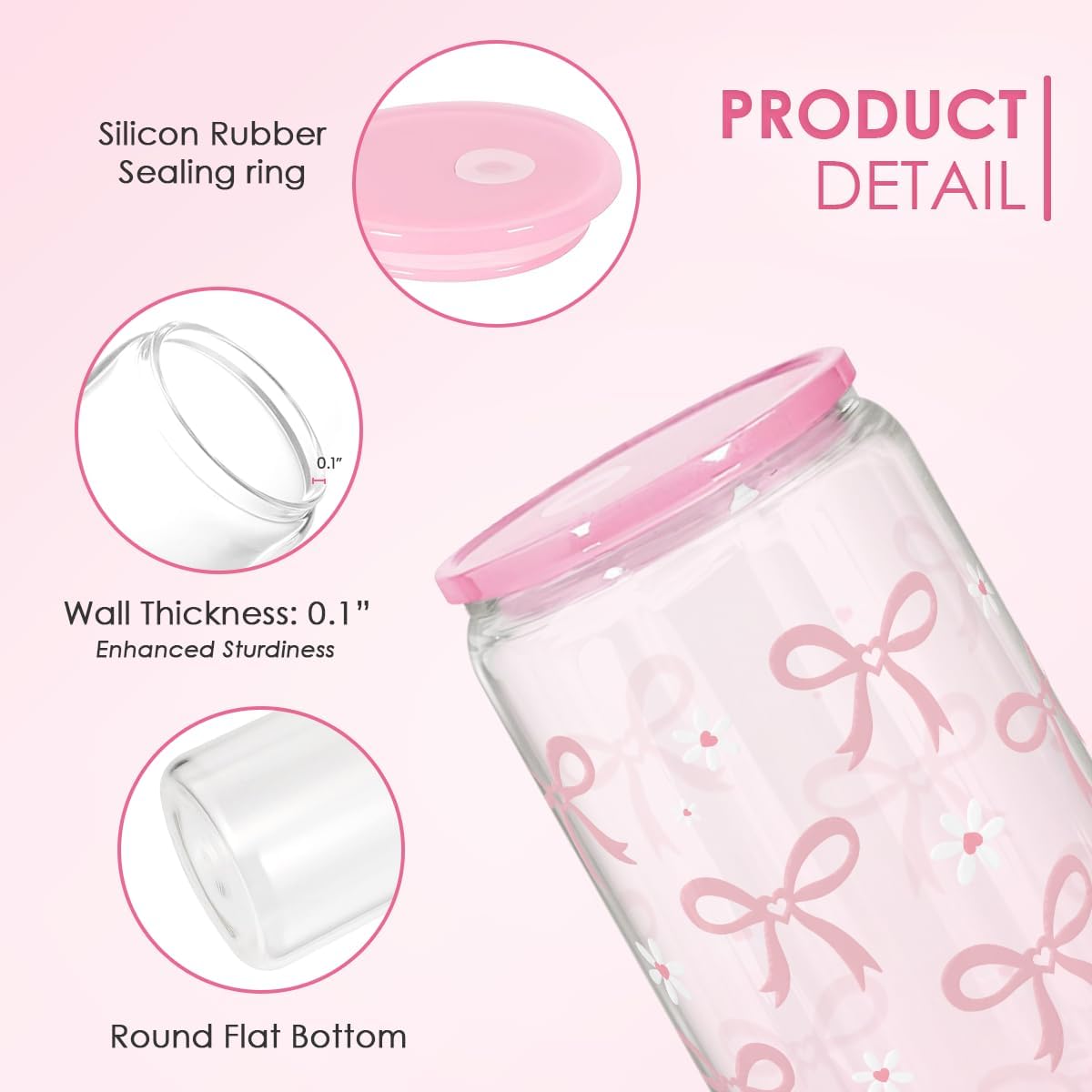Christian 16oz Can Glass Tumbler with Acrylic Lid & Straw, Iced Coffee Cup for Women Girls, Aesthetic Cups Gifts for Birthday Christmas
