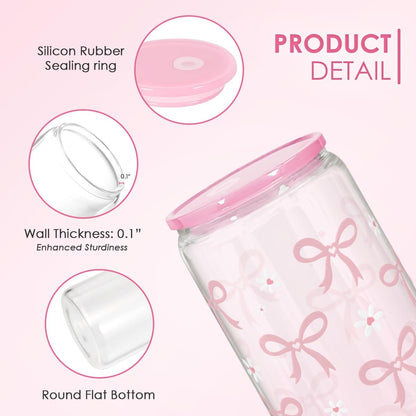 Christian 16oz Can Glass Tumbler with Acrylic Lid & Straw, Iced Coffee Cup for Women Girls, Aesthetic Cups Gifts for Birthday Christmas