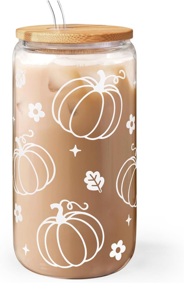 Christian 16oz Can Glass Tumbler with Acrylic Lid & Straw, Iced Coffee Cup for Women Girls, Aesthetic Cups Gifts for Birthday Christmas