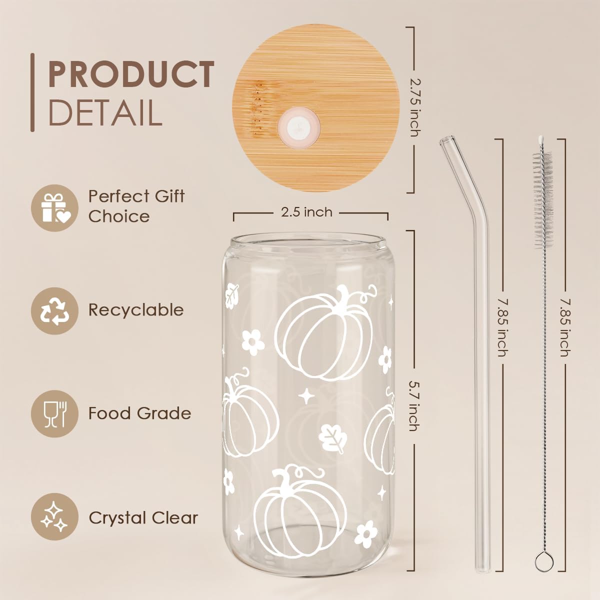 Christian 16oz Can Glass Tumbler with Acrylic Lid & Straw, Iced Coffee Cup for Women Girls, Aesthetic Cups Gifts for Birthday Christmas