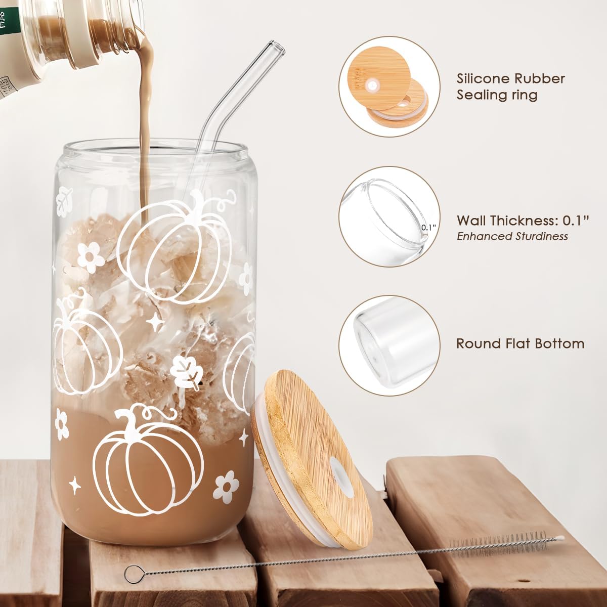 Christian 16oz Can Glass Tumbler with Acrylic Lid & Straw, Iced Coffee Cup for Women Girls, Aesthetic Cups Gifts for Birthday Christmas