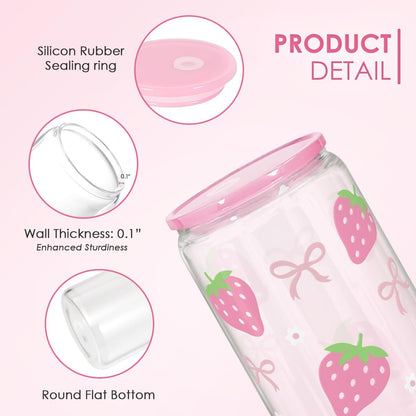 Christian 16oz Can Glass Tumbler with Acrylic Lid & Straw, Iced Coffee Cup for Women Girls, Aesthetic Cups Gifts for Birthday Christmas
