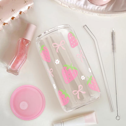 Christian 16oz Can Glass Tumbler with Acrylic Lid & Straw, Iced Coffee Cup for Women Girls, Aesthetic Cups Gifts for Birthday Christmas