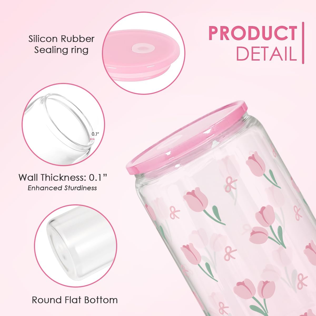 Christian 16oz Can Glass Tumbler with Acrylic Lid & Straw, Iced Coffee Cup for Women Girls, Aesthetic Cups Gifts for Birthday Christmas