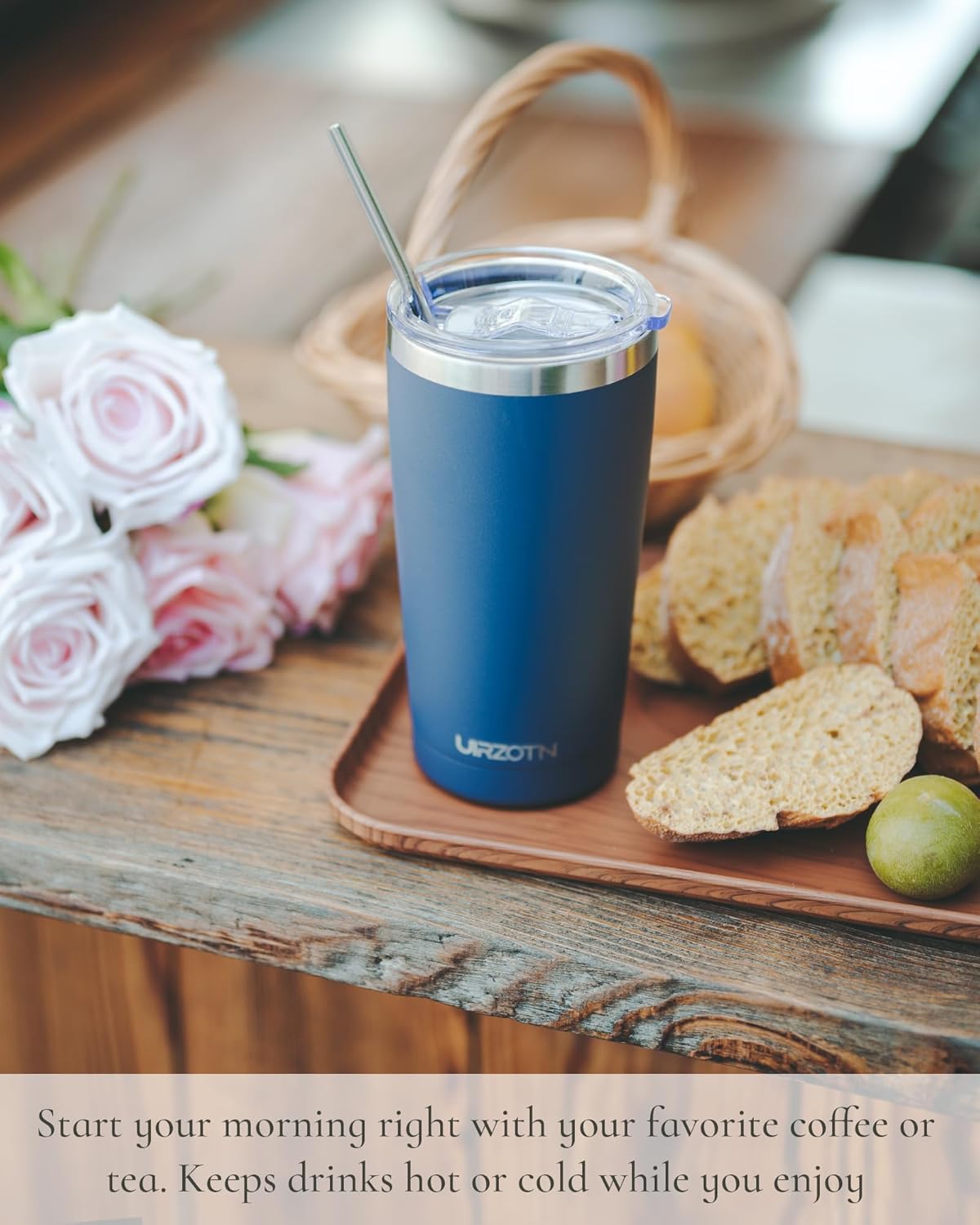 Travel Coffee Tumbler 20oz, Leakproof Travel Coffee Mug with Dual Lids and Straw, Stainless Steel Double Wall Vacuum Insulated Tumbler for Hot/Iced Drinks (Red, Textured Matte)