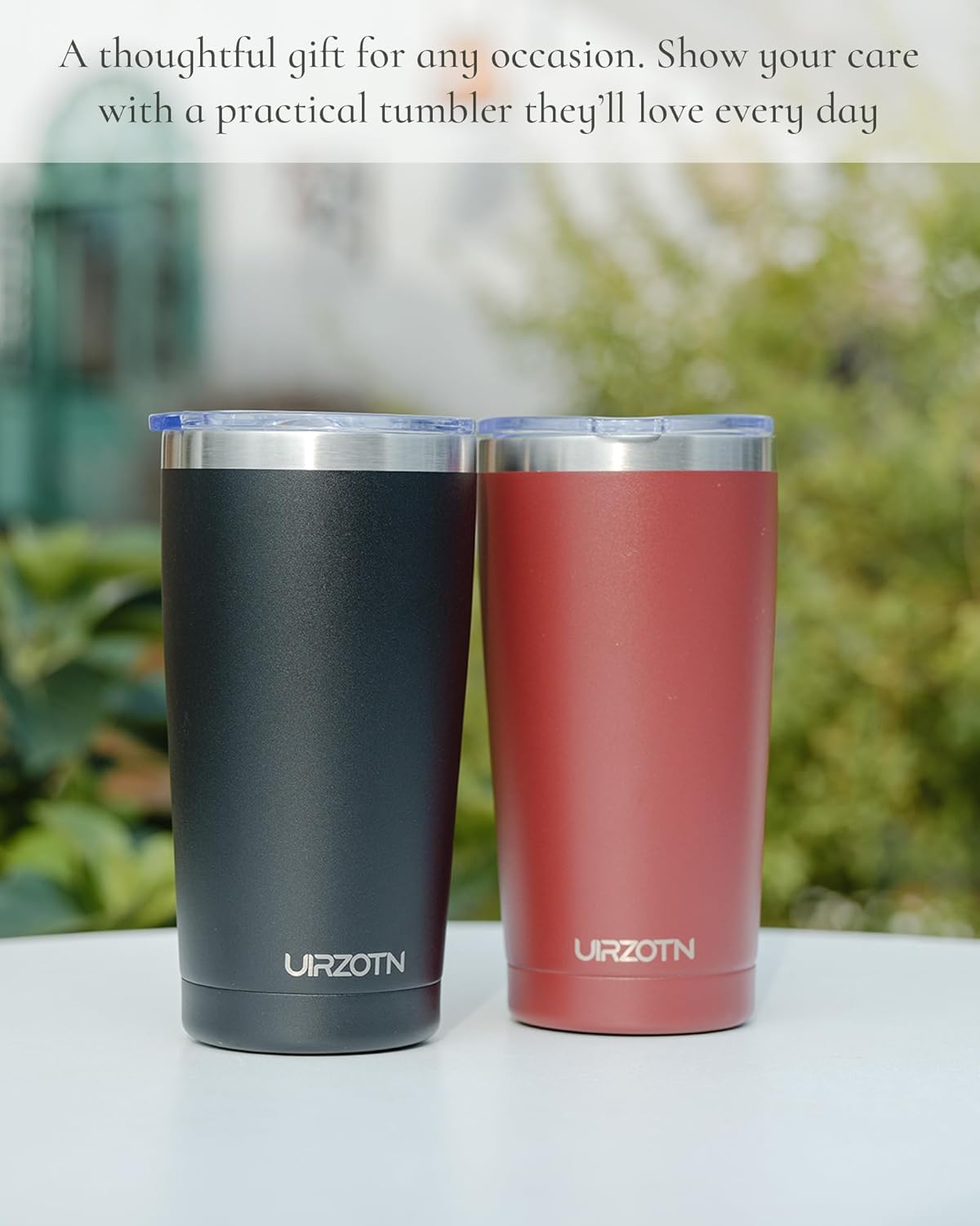 Travel Coffee Tumbler 20oz, Leakproof Travel Coffee Mug with Dual Lids and Straw, Stainless Steel Double Wall Vacuum Insulated Tumbler for Hot/Iced Drinks (Red, Textured Matte)