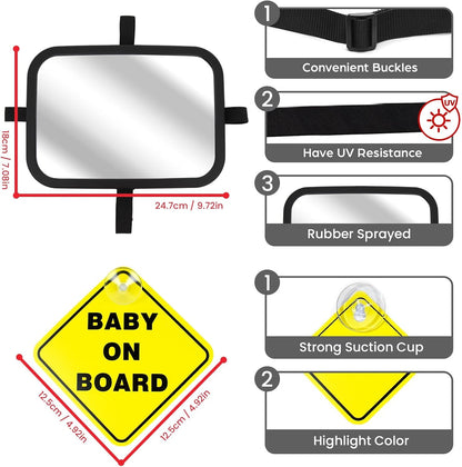 Baby Car Mirror for Rear Facing Seat, Black