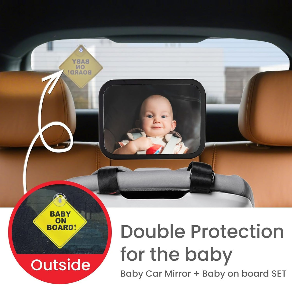 Baby Car Mirror for Rear Facing Seat, Black
