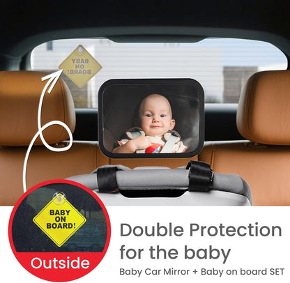 Baby Car Mirror for Rear Facing Seat, Black