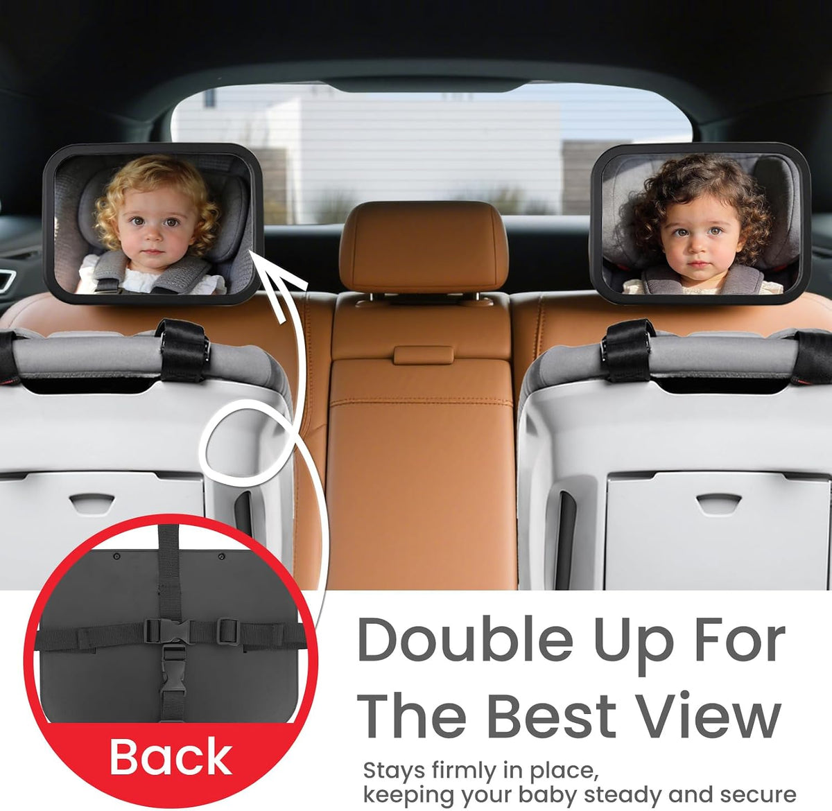 Baby Car Mirror for Rear Facing Seat, Black