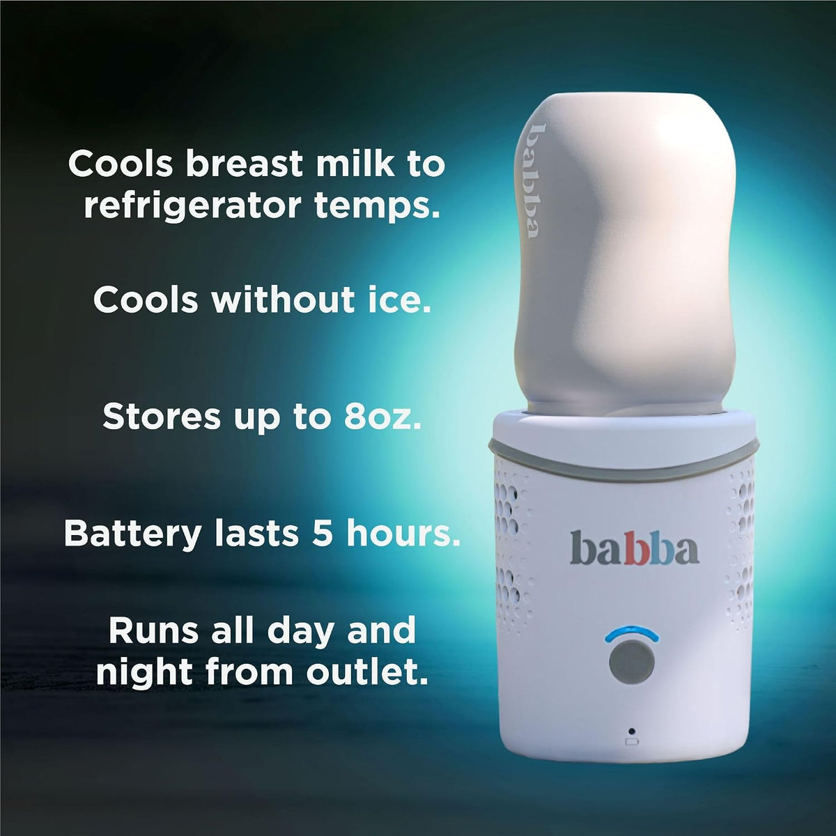 Babba Baby Bottle Cooler+Warmer - Refrigerate, Warm, & Feed All-in-One