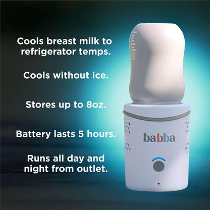 Babba Baby Bottle Cooler+Warmer - Refrigerate, Warm, & Feed All-in-One