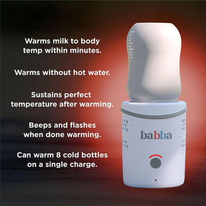 Babba Baby Bottle Cooler+Warmer - Refrigerate, Warm, & Feed All-in-One