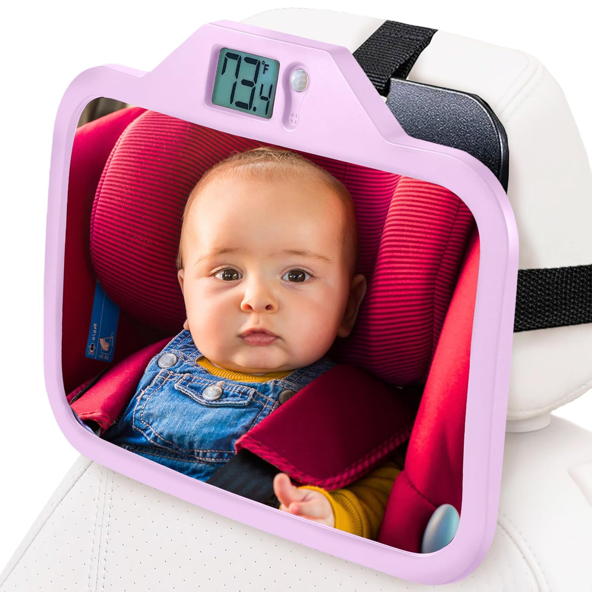 Baby Car Mirror with Temperature Display for Rear-Facing Car Seats