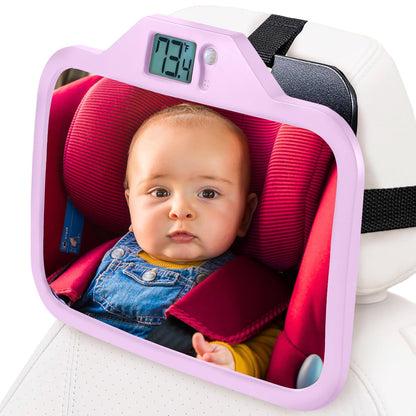 Baby Car Mirror with Temperature Display for Rear-Facing Car Seats