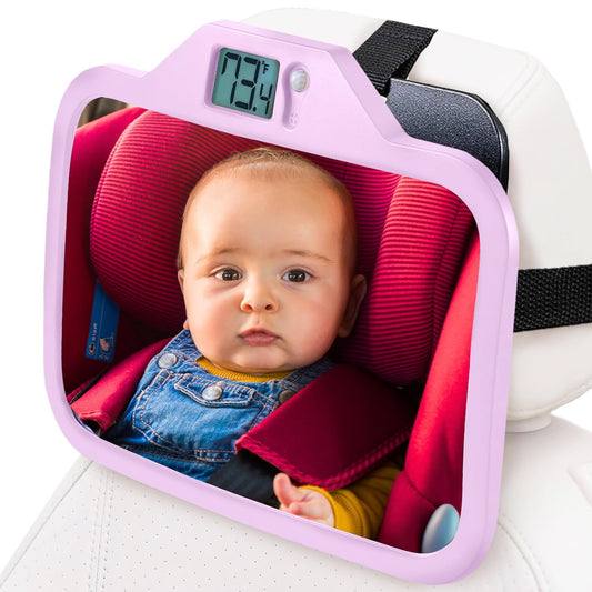 Baby Car Mirror with Temperature Display for Rear-Facing Car Seats