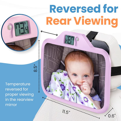 Baby Car Mirror with Temperature Display for Rear-Facing Car Seats