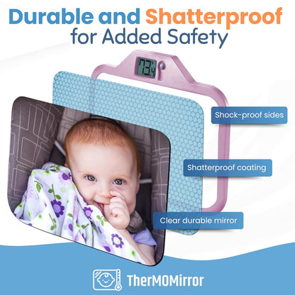 Baby Car Mirror with Temperature Display for Rear-Facing Car Seats