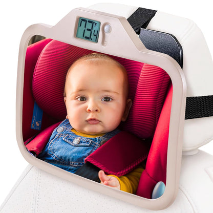 Baby Car Mirror with Temperature Display for Rear-Facing Car Seats