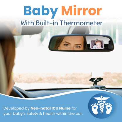 Baby Car Mirror with Temperature Display for Rear-Facing Car Seats