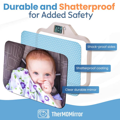 Baby Car Mirror with Temperature Display for Rear-Facing Car Seats