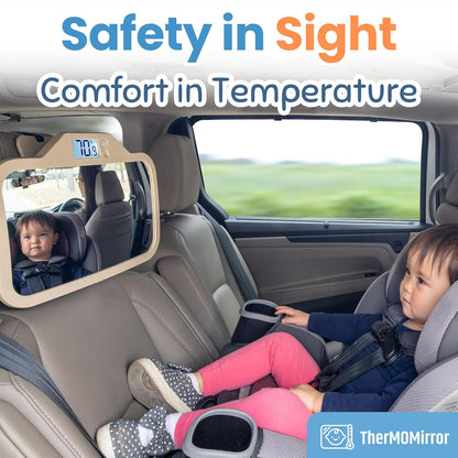 Baby Car Mirror with Temperature Display for Rear-Facing Car Seats