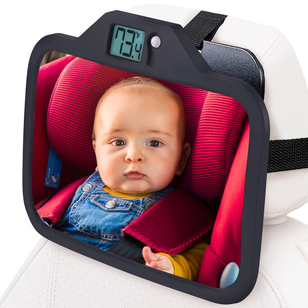 Baby Car Mirror with Temperature Display for Rear-Facing Car Seats