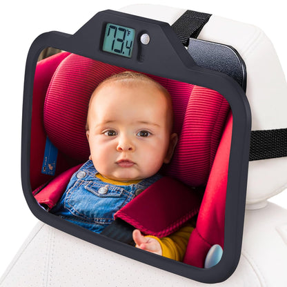Baby Car Mirror with Temperature Display for Rear-Facing Car Seats