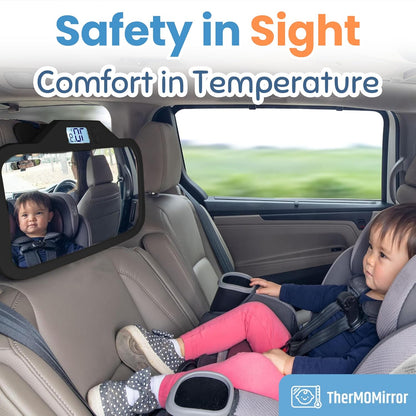 Baby Car Mirror with Temperature Display for Rear-Facing Car Seats