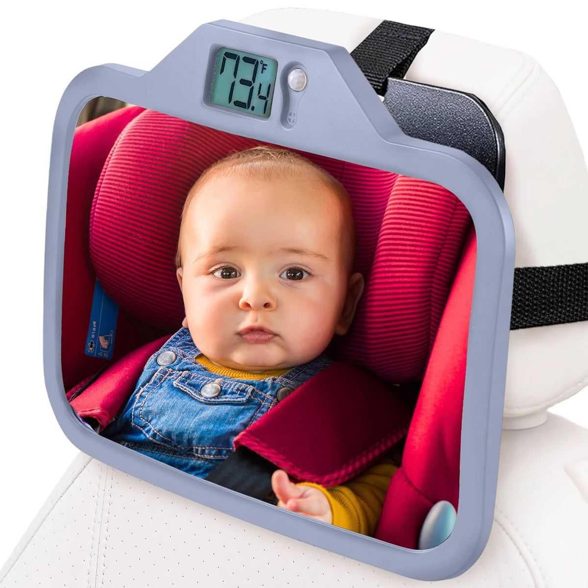 Baby Car Mirror with Temperature Display for Rear-Facing Car Seats