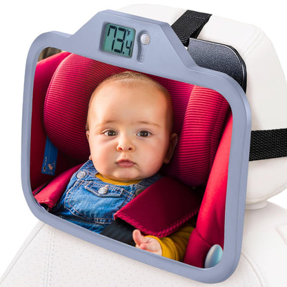 Baby Car Mirror with Temperature Display for Rear-Facing Car Seats