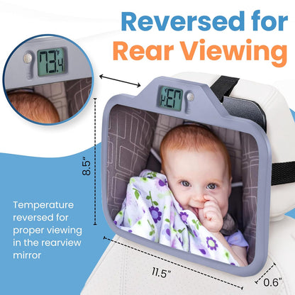 Baby Car Mirror with Temperature Display for Rear-Facing Car Seats