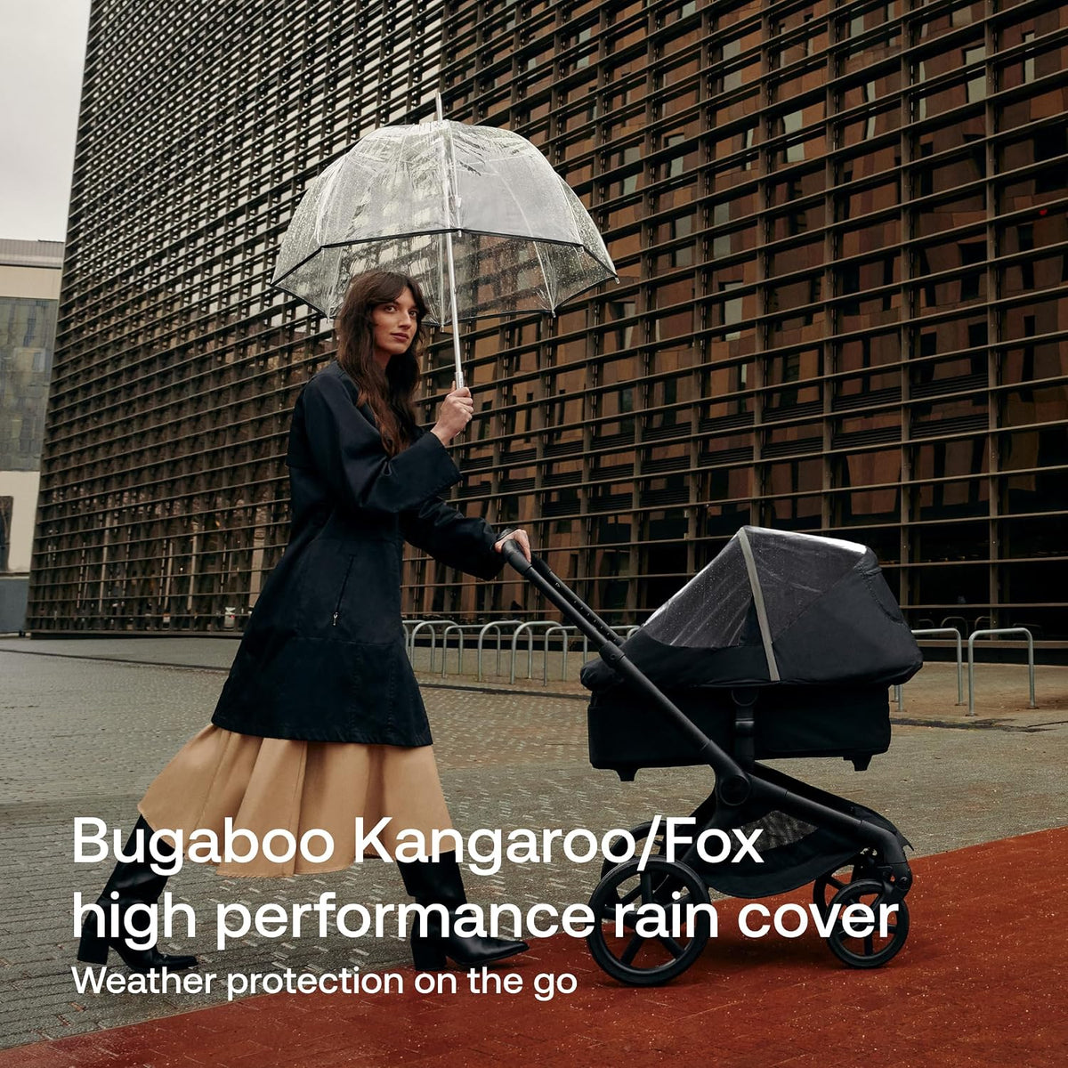 High Performance Rain Cover – 180° Zipper Access, Transparent Window, Reflective Strip, PVC-Free Weather Shield for Bassinet & Seat, Fits Cameleon 3, Fox, Lynx & Kangaroo