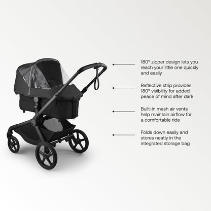 High Performance Rain Cover – 180° Zipper Access, Transparent Window, Reflective Strip, PVC-Free Weather Shield for Bassinet & Seat, Fits Cameleon 3, Fox, Lynx & Kangaroo