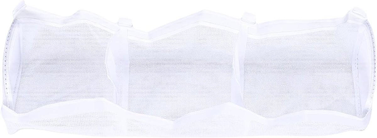 Extra Large Bath Toy Organizer, Polyester Mesh Storage Holder with 3 Compartments for Quick Drying and Easy Water Drainage in Kids Bathroom (White Three Grid)