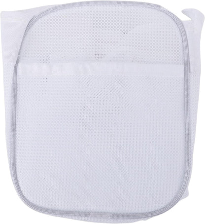 Extra Large Bath Toy Organizer, Polyester Mesh Storage Holder with 3 Compartments for Quick Drying and Easy Water Drainage in Kids Bathroom (White Three Grid)