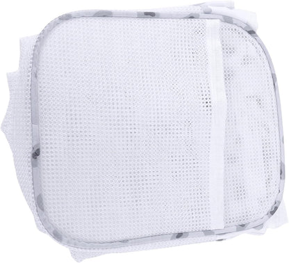 Extra Large Bath Toy Organizer, Polyester Mesh Storage Holder with 3 Compartments for Quick Drying and Easy Water Drainage in Kids Bathroom (White Three Grid)