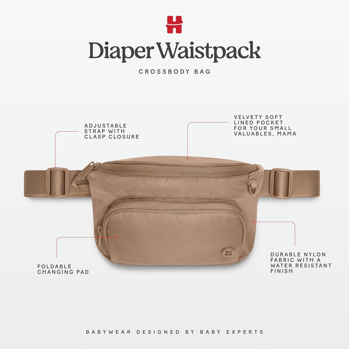 Unisex-Adult Diaper Waistpack Crossbody Bag